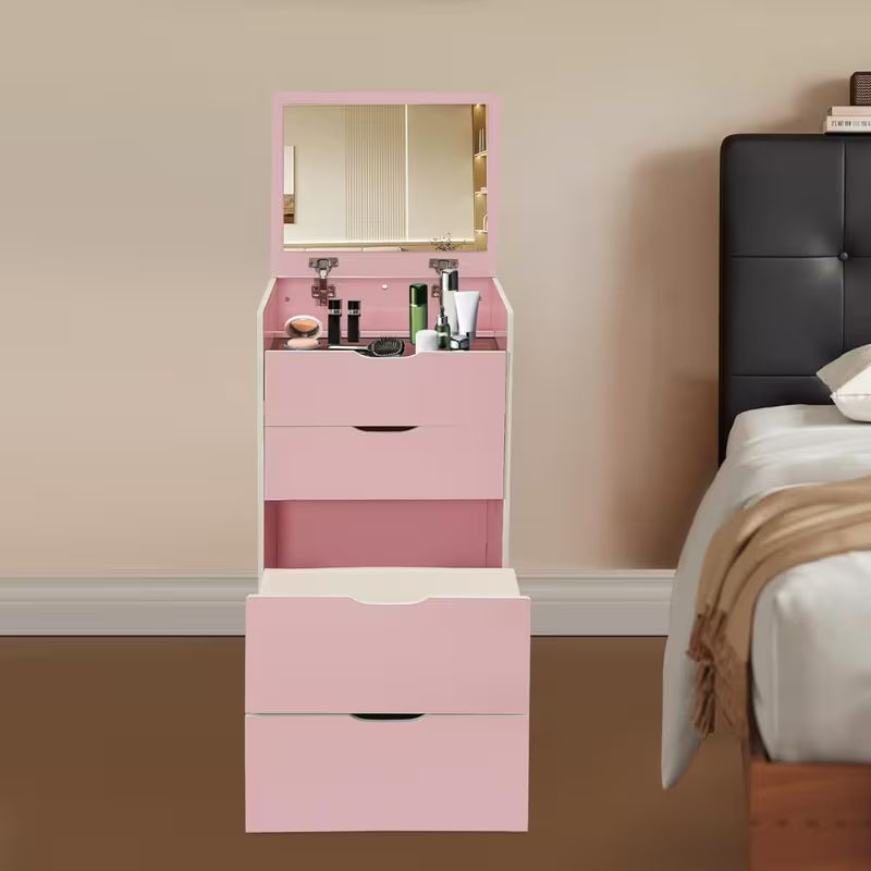 Coiffeuse 3 en 1 peu encombrante avec miroir LED rabattable