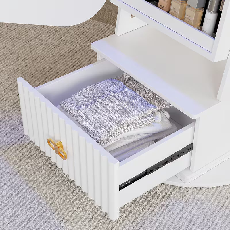 Armoire à bijoux 360° vintage avec miroir et lumières LED