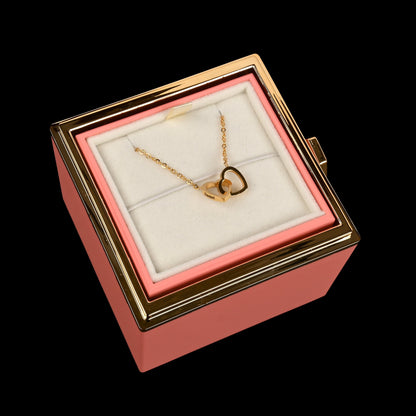 Sparkly Roses Eternal Rose Box - W/ Engraved Necklace & Real Rose