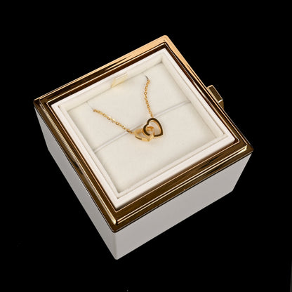 Sparkly Roses Eternal Rose Box - W/ Engraved Necklace & Real Rose