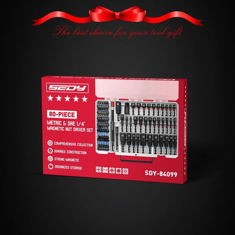 🧰 Set da 80 Pezzi di Bussole Magnetiche ad Impatto – Metriche & SAE 🔧