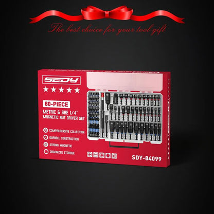 🧰 Set da 80 Pezzi di Bussole Magnetiche ad Impatto – Metriche & SAE 🔧