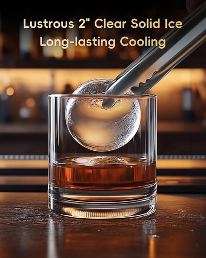 ecozy Macchina per Sfere di Ghiaccio Trasparenti 2” | 4 Sfere in 40 Min, 144 al Giorno, Auto-Pulizia per Whisky Bar