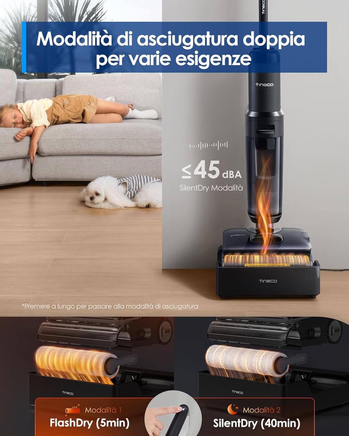 FLOOR ONE S7 Stretch Lavapavimenti a Vapore e Aspirapolvere Senza Fili