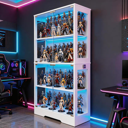 Buffet Vitrine avec 4 Étagères et Éclairage LED 3 Couleurs
